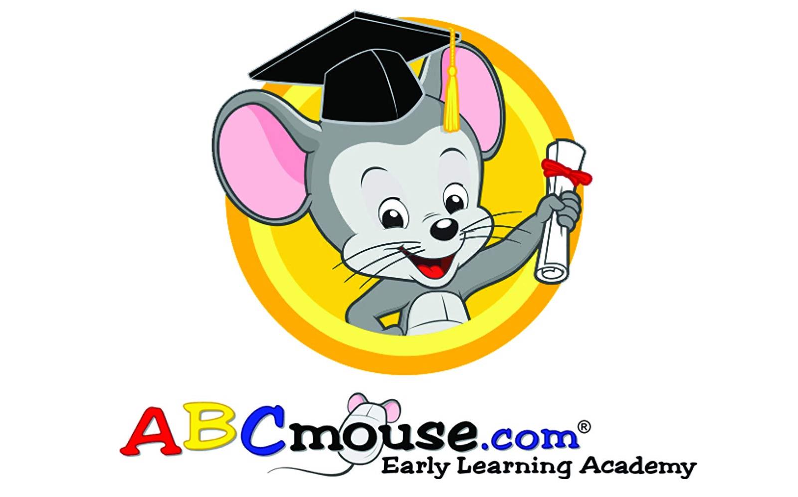 ABCmouse logo with mouse holding rolled degree and graducation cap