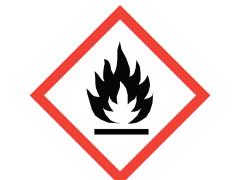 Symbol for flammable in red triangle