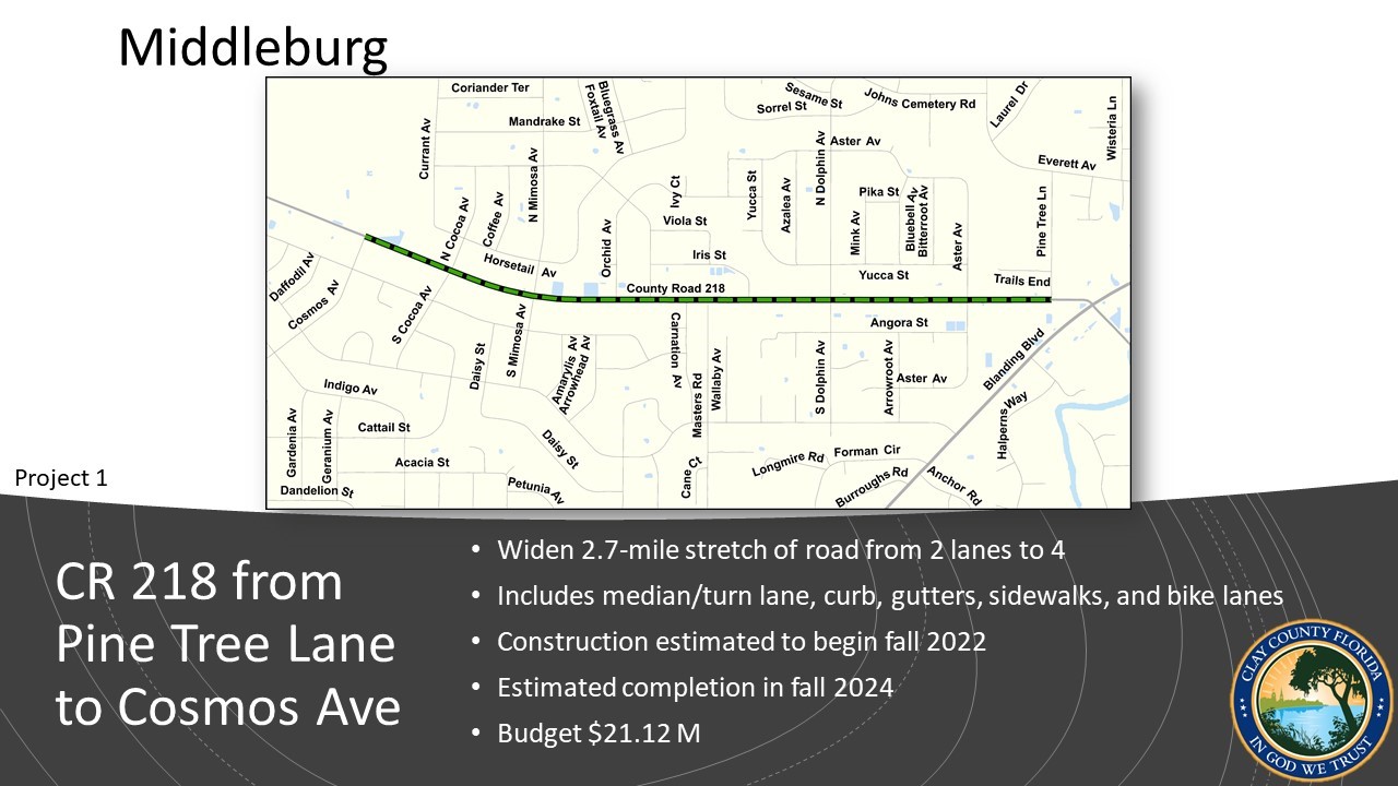 CR 218 from Pine Tree Lane to Cosmos Avenue