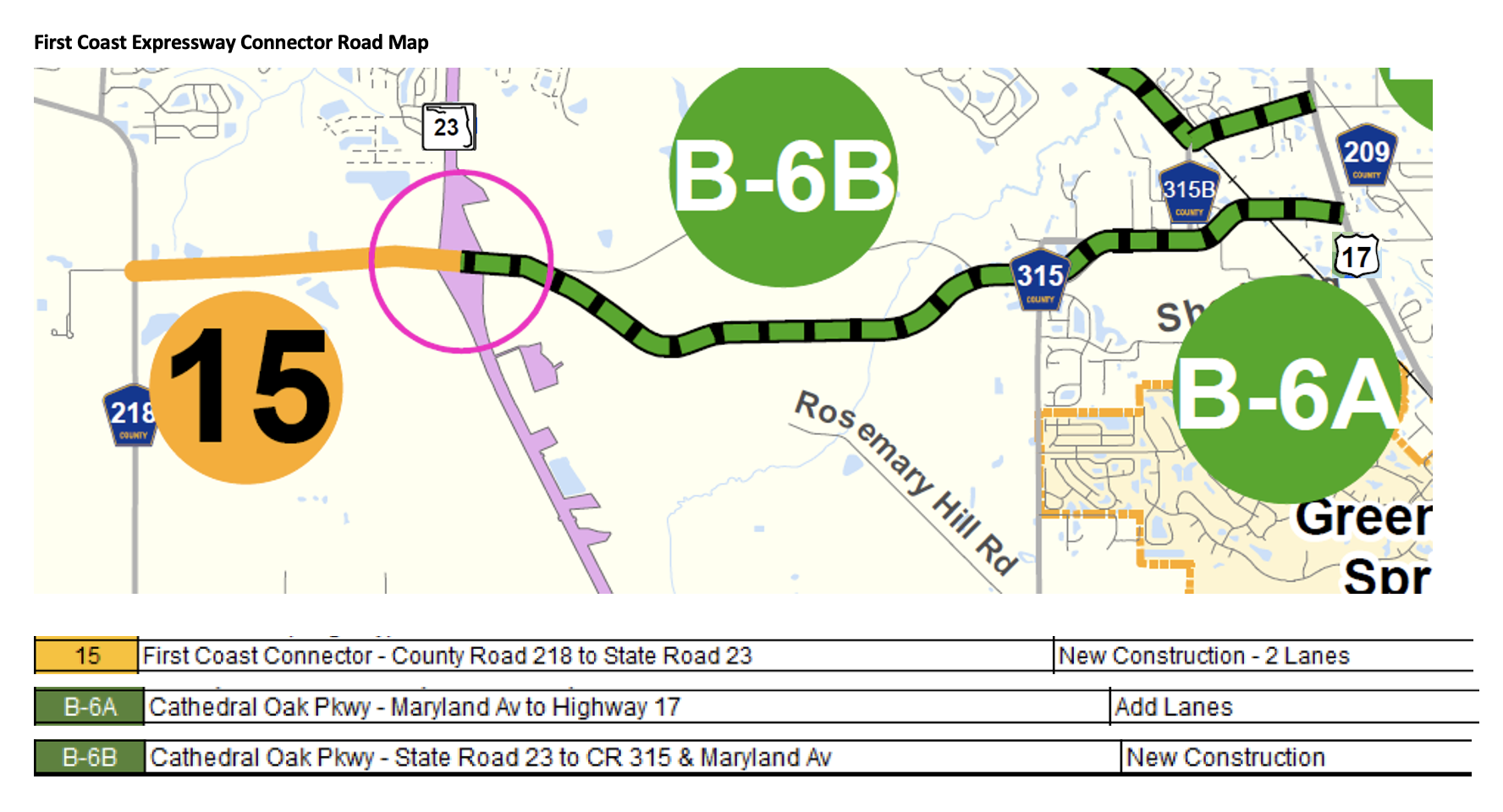 Map showing route of new Cathedral Oak Parkway 