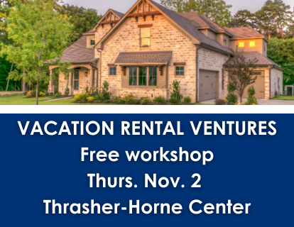 Picture of house, VACATION RENTAL VENTURES Free workshop Thurs. Nov. 2  Thrasher-Horne Center