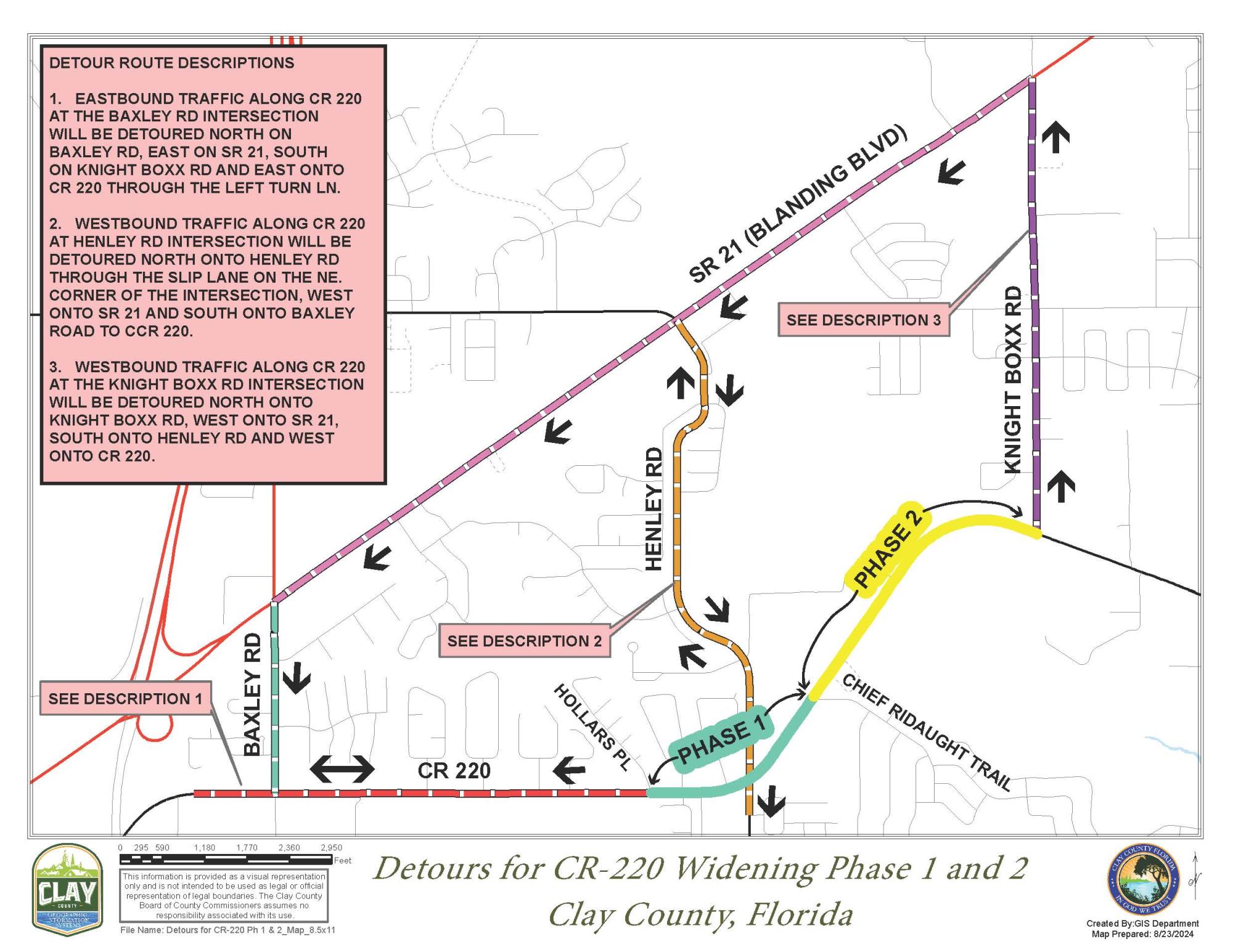 County Road 220 widening project detour map